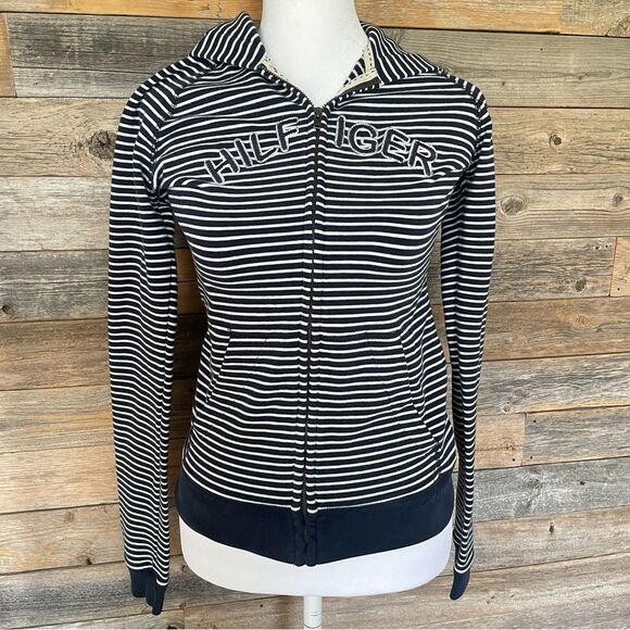 2000’s Tommy Hilfiger Spell Out Striped Zip Up Hoodie Women’s
Size XS (TP/XP) - Picture 12 of 12
